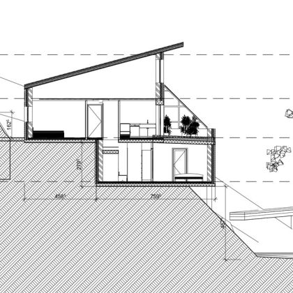 Coupe : Construction maison forêt